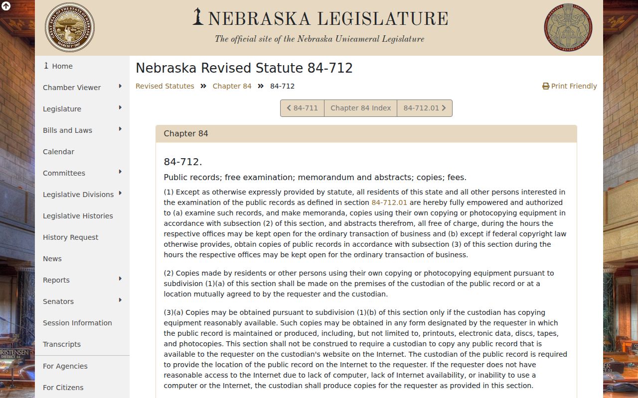 Alliance record check Nebraska public records inspection law