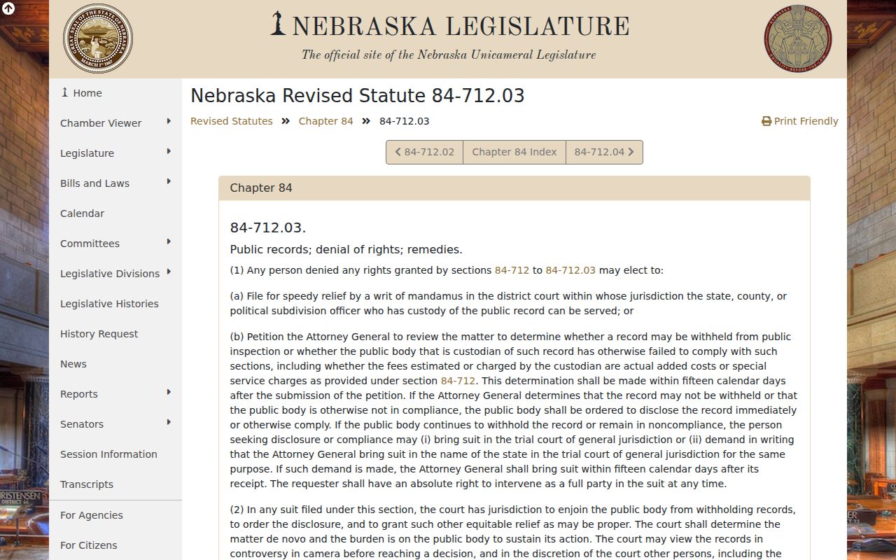 Alliance criminal records Nebraska response and cost estimate law