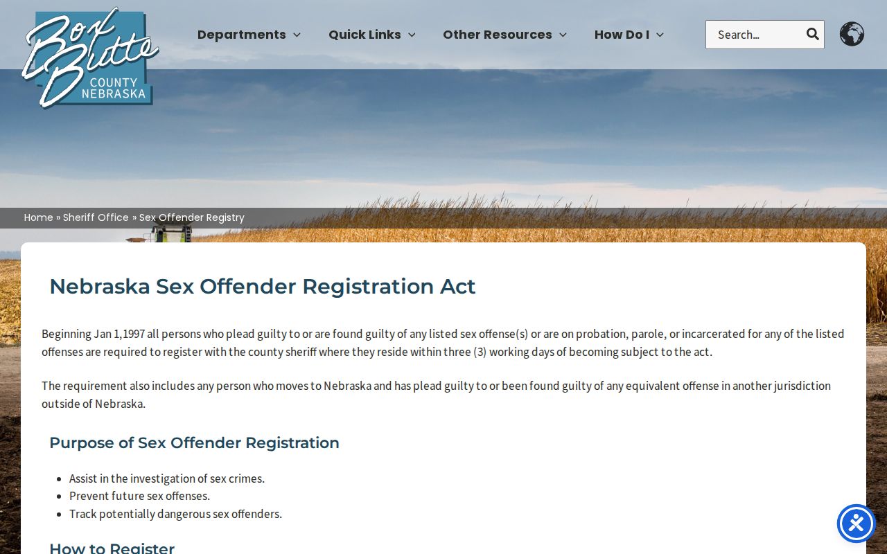 Box Butte County sex offender registration instructions