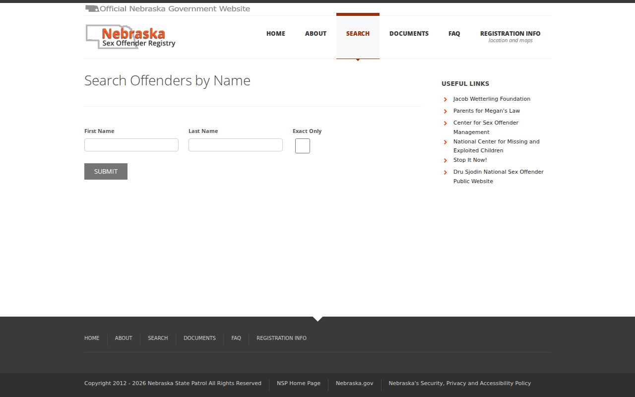 Box Butte County sex offender registry name lookup fields