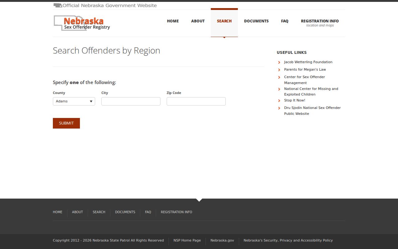 Box Butte County sex offender registry region search