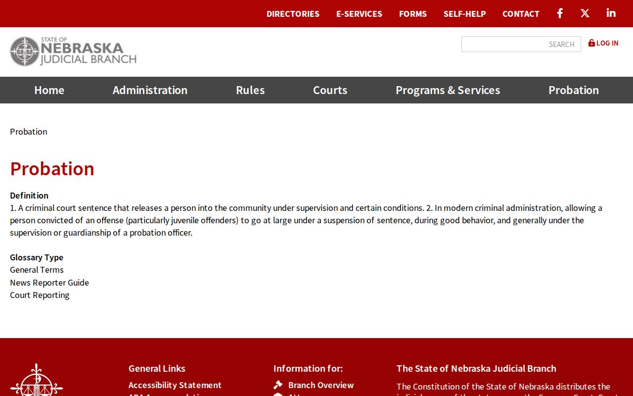Hemingford criminal records Nebraska Judicial Branch probation