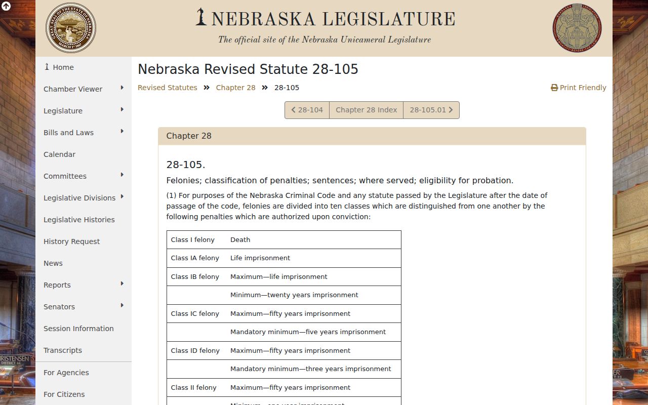 Hemingford criminal records Nebraska felony classifications