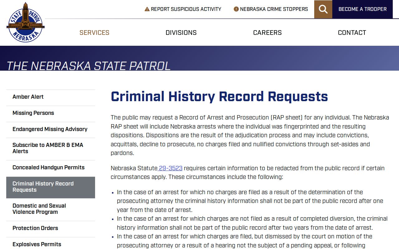 Box Butte County criminal history request and correction guidance