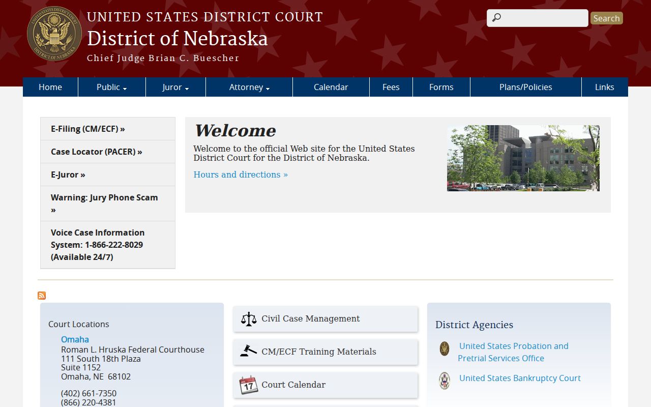 Box Butte County federal criminal records District of Nebraska court