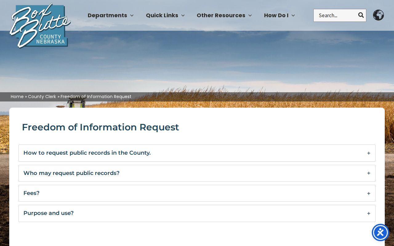Box Butte County criminal records public request procedure